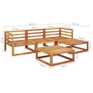 Set mobilier grădină cu perne, 5 piese, lemn masiv acacia - Img 11