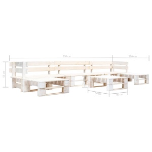 Set mobilier grădină din paleți, 6 piese, alb, lemn - Img 3