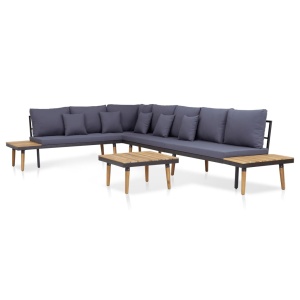 Set mobilier grădină perne 5 piese maro lemn masiv acacia