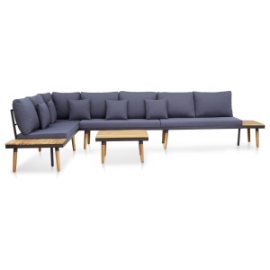 Set mobilier grădină perne 5 piese maro lemn masiv acacia - Img 2