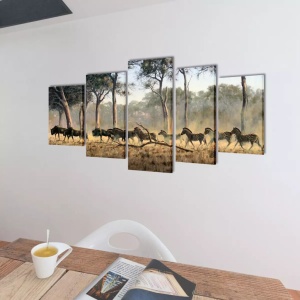 Set tablouri imprimate pe pânză Zebre 200 x 50 cm - Img 2