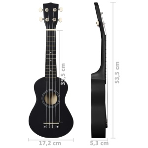 Set ukulele soprano, cu husă, pentru copii, negru, 21" - Img 10