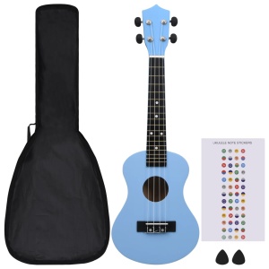 Set ukulele Soprano pentru copii, cu husă, bleu, 23" - Img 2