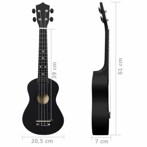 Set ukulele Soprano pentru copii, cu husă, negru, 23" - Img 10