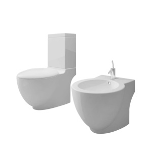 Set vas de toaletă și bideu din ceramică, alb - Img 2