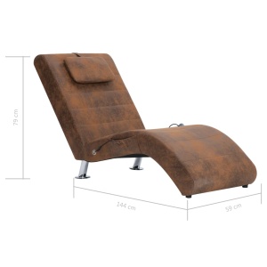 Șezlong de masaj cu pernă, maro, piele intoarsă artificială - Img 9