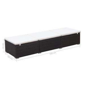 Șezlong de plajă cu pernă, maro, poliratan - Img 7