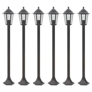 Stâlp iluminare grădină, 6 buc., bronz, 110 cm, aluminiu, E27
