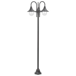 Stâlp iluminare grădină, E27, 220 cm, aluminiu, 3 lămpi, bronz - Img 2
