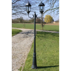 Stâlp lampă grădină 2 brațe verde inchis/negru 230 cm aluminiu - Img 2