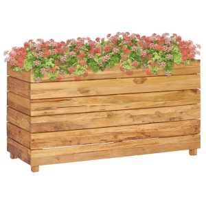 Strat inălțat, 100x40x55 cm, lemn de tec reciclat și oțel