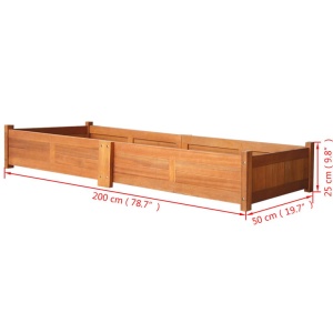 Strat inălțat de grădină, 200x50x25 cm, lemn de acacia - Img 5