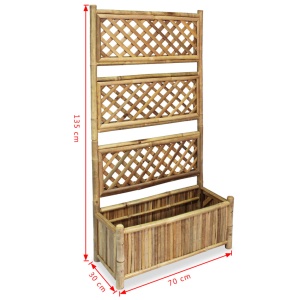 Strat inălțat de grădină cu spalier din bambus, 70 cm - Img 5