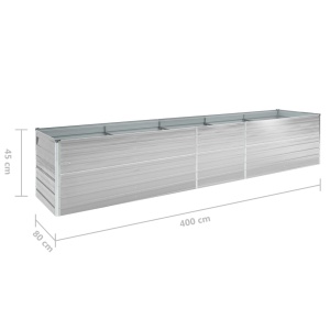 Strat inălțat de grădină, gri, 400x80x45 cm, oțel galvanizat - Img 5