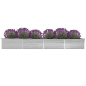 Strat inălțat de grădină, gri, 600x80x77 cm, oțel galvanizat