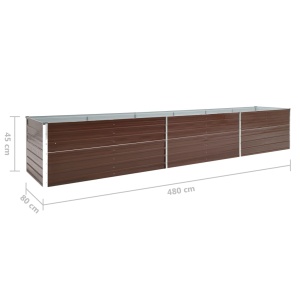 Strat inălțat de grădină, maro, 480x80x45 cm, oțel galvanizat - Img 5