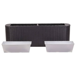 Strat inălțat de grădină negru 120x24x40 cm poliratan - Img 3