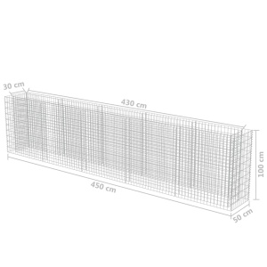 Strat inălțat gabion, 450 x 50 x 100 cm, oțel galvanizat - Img 7