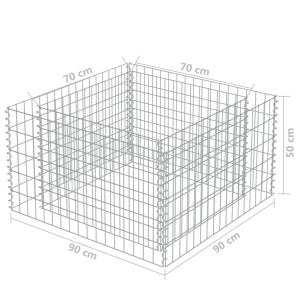 Strat inălțat gabion, 90 x 90 x 50 cm, oțel galvanizat - Img 6