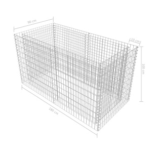 Strat inălțat gabion, argintiu, 180 x 90 x 100 cm, oțel - Img 6