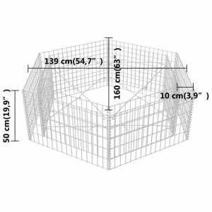 Strat inălțat gabion hexagonal, 160 x 140 x 50 cm - Img 5