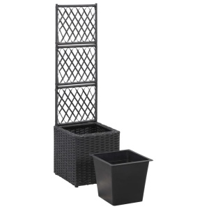 Strat inălțat spalier 1 ghiveci negru 30x30x107 cm poliratan - Img 4