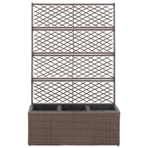 Strat inălțat spalier cu 3 ghivece maro 83x30x130 cm poliratan - Img 2