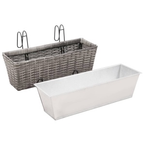 Straturi inălțate de balcon, 2 buc., gri, 50 cm, poliratan - Img 5