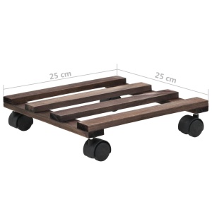 Suport cu role pentru plante, 4 buc., 25x25 cm, lemn de cedru - Img 5