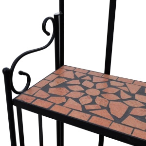 Suport flori cu rafturi din ceramică cu mozaic, Roșu-portocaliu - Img 3