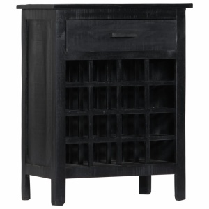 Suport sticle de vin, negru, 56x35x75 cm, lemn masiv de mango - Img 10