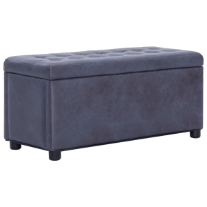 Taburet de depozitare, gri, 87,5 cm, piele intoarsă ecologică