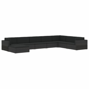 Taburet modular, 1 buc., gri, poliratan, cu pernă - Img 11