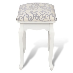 Taburet pentru dressing, alb crem, material textil - Img 4