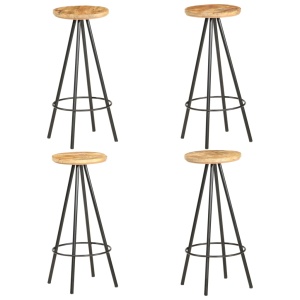 Taburete de bar, 4 buc., lemn de mango nefinisat