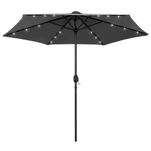Umbrelă de soare cu LED și stâlp aluminiu, antracit, 270 cm