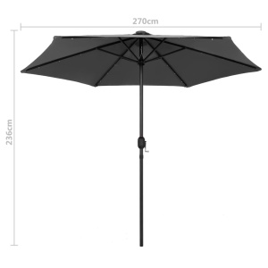 Umbrelă de soare cu LED și stâlp aluminiu, antracit, 270 cm - Img 6