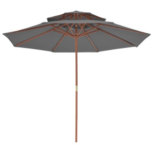 Umbrelă de soare dublă, stâlp din lemn, 270 cm, antracit - Img 4
