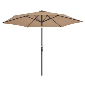Umbrelă de soare exterior, LED-uri și stâlp oțel, taupe, 300 cm