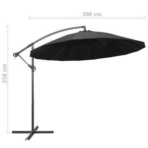 Umbrelă de soare suspendată, antracit, 3 m, stâlp de aluminiu - Img 9