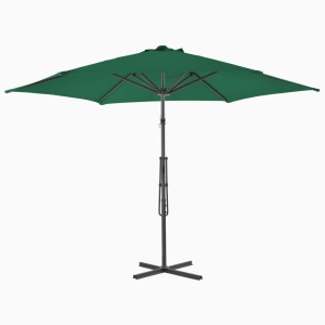 Umbrelă soare de exterior cu stâlp din oțel, verde, 300 cm - Img 4