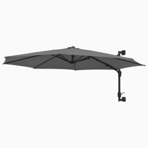 Umbrelă soare, montaj pe perete, stâlp metal, 300 cm, antracit - Img 4