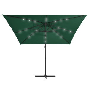 Umbrelă suspendată cu LED și stâlp din oțel, verde, 250x250 cm - Img 8
