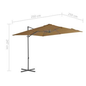 Umbrelă suspendată cu stâlp din oțel, gri taupe, 250 x 250 cm - Img 9