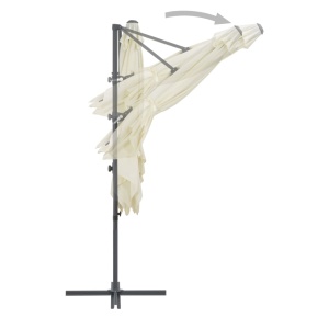 Umbrelă suspendată cu stâlp din oțel, nisipiu, 250 x 250 cm - Img 8