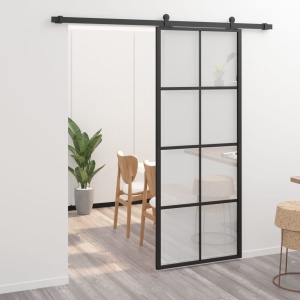 Ușă glisantă aluminiu și sticlă ESG 76x205 cm negru - Img 3