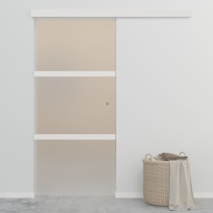 Ușă glisantă, argintiu, 90 x 205 cm, sticlă ESG și aluminiu