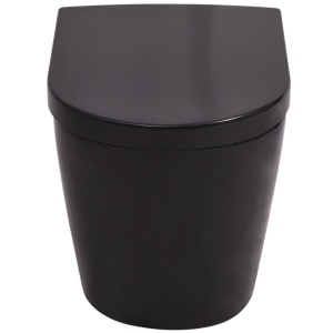 Vas toaletă cu montare pe perete, ceramică, negru - Img 5