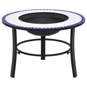 Vatră de foc cu mozaic, albastru & alb, 68 cm, ceramică