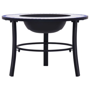Vatră de foc cu mozaic, albastru & alb, 68 cm, ceramică - Img 4